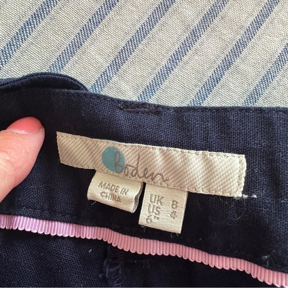 Boden Cora Linen Shorts Navy 4 - Picture 7 of 9